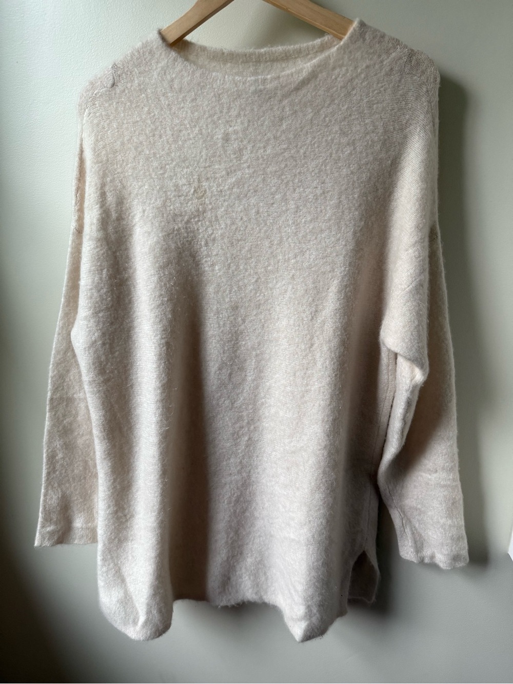 EILEEN FISHER Cashmere Silk Tunic Sweater Neutral Quiet Luxury Old Money M